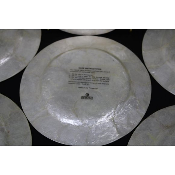 Set of 6 Capiz Serveware Floral Plates From Philippines - Picture 11 of 15